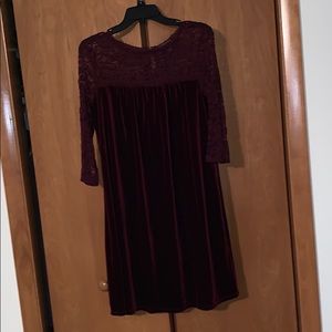 Velvet dress with lace on top